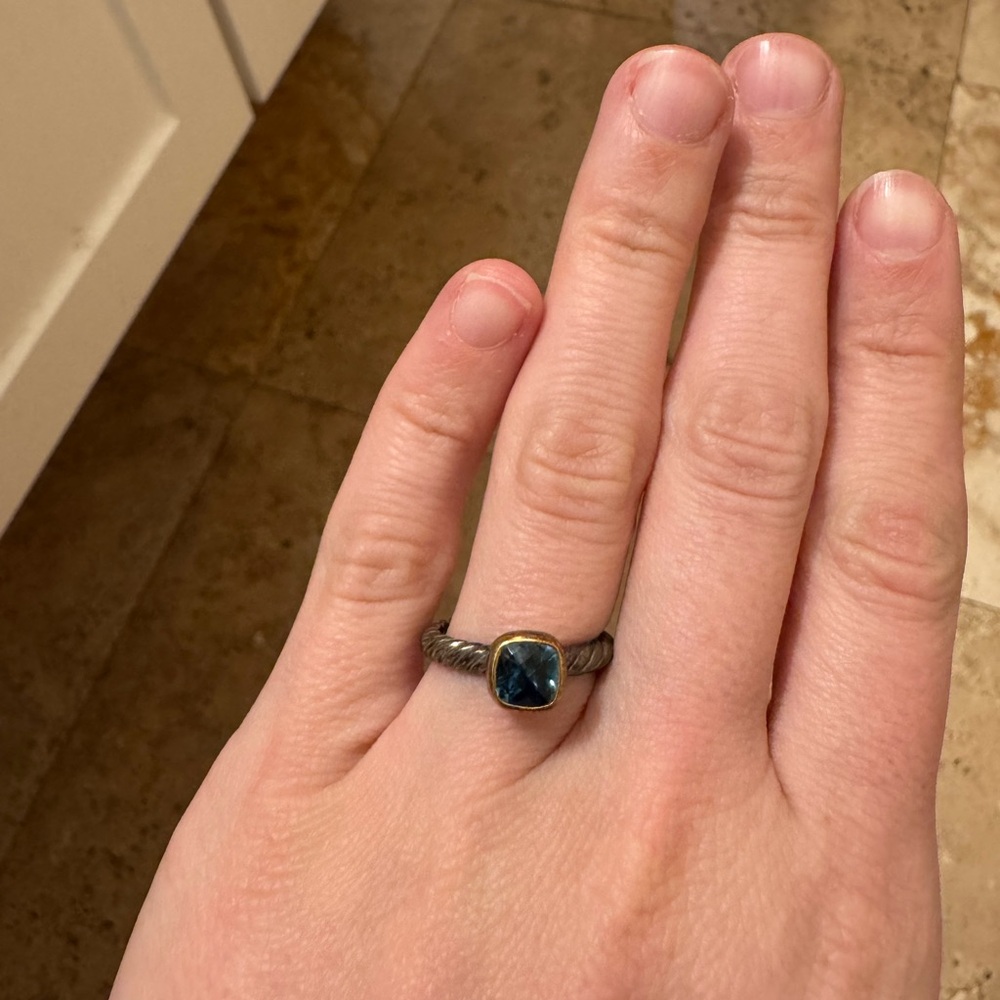 Elegant Blue Stone Silver Ring